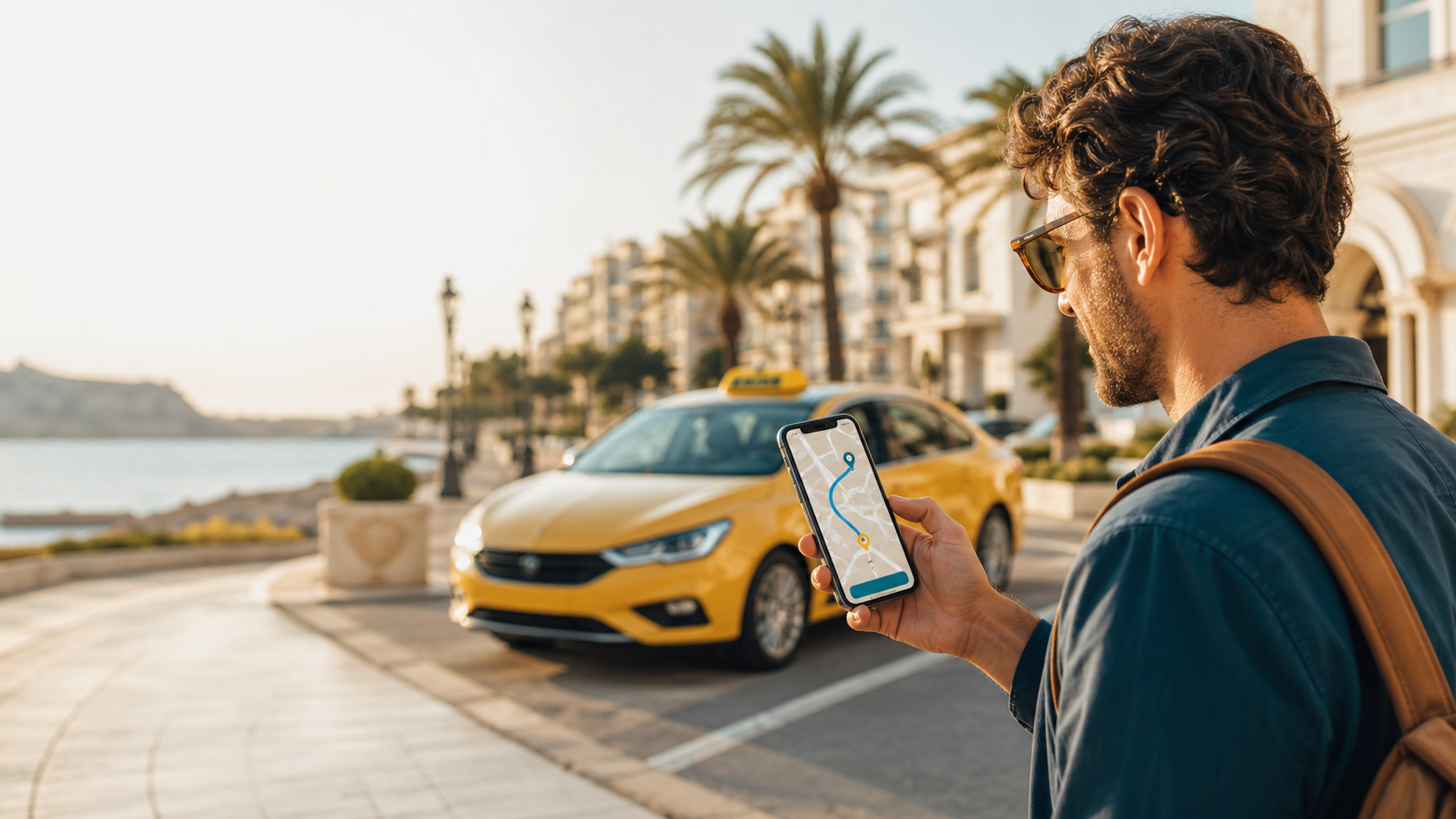 Cliente de TaxiCosta reservando un taxi desde el móvil